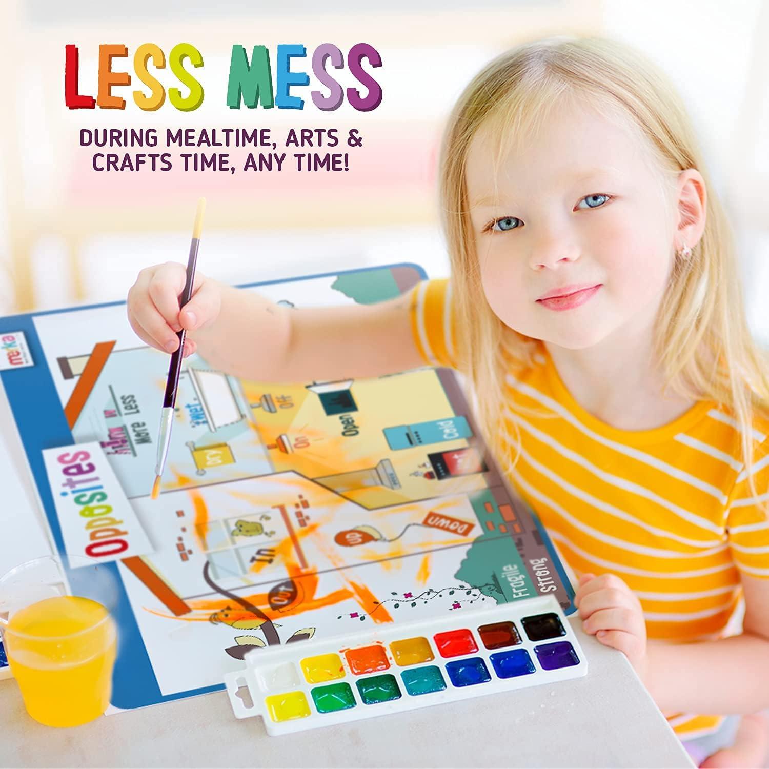 imageMerka 4 Pack Educational Placemat for Kids amp Toddlers Reusable Washable Mat with Secure Grip Back for Dining Table Learning Letters Numbers Shapes Colors17 x 11 inchesOpposites Days Months Numbers