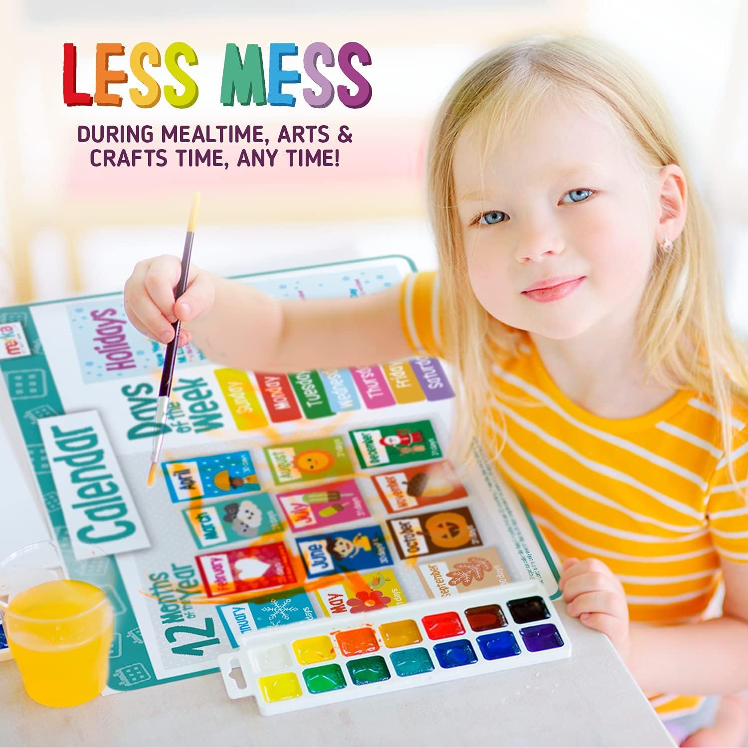 imageMerka 4 Pack Educational Placemat for Kids amp Toddlers Reusable Washable Mat with Secure Grip Back for Dining Table Learning Letters Numbers Shapes Colors17 x 11 inchesTime Money Calendar Seasons