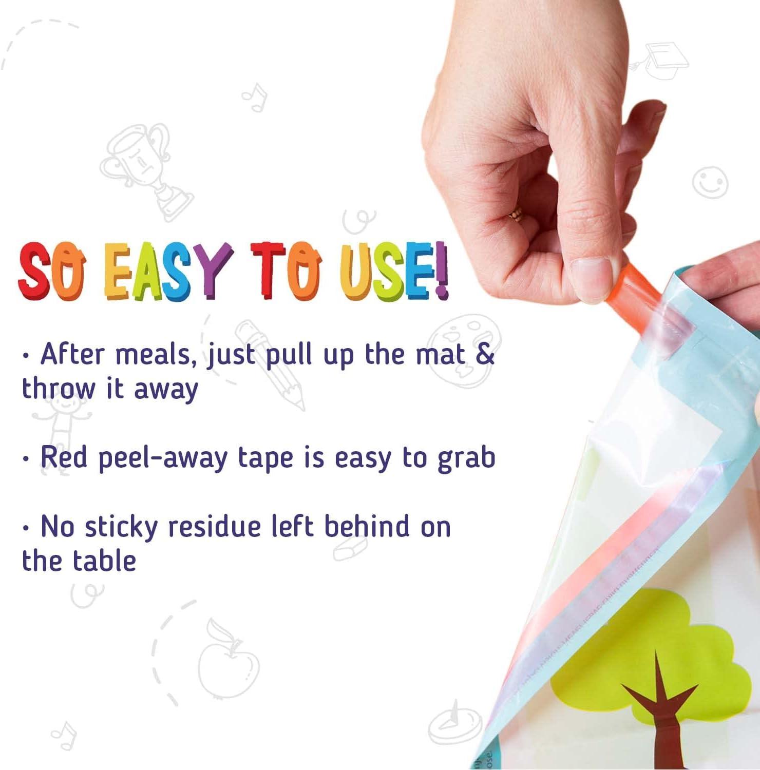 imageMerka Disposable Placemats for Baby amp Toddler 12 x 18 in 40Pack Multicolor Peel amp Stick Adhesive Sticky Placemats for Toddlers Educational Numbers Letters amp Shapes60 Pack