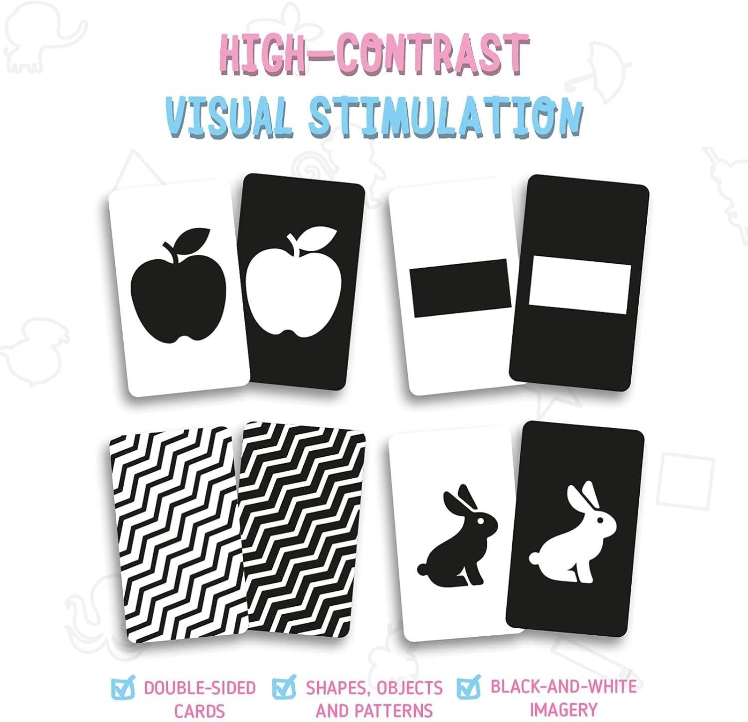 imageMerka Newborn Toys amp Sensory Flash Cards for Babies High Contrast Baby Cards 50Pack Paper 24 in x 42 in Black amp White Visual Stimulation amp Brain Development for 03 Months2 High Contrast Baby Cards