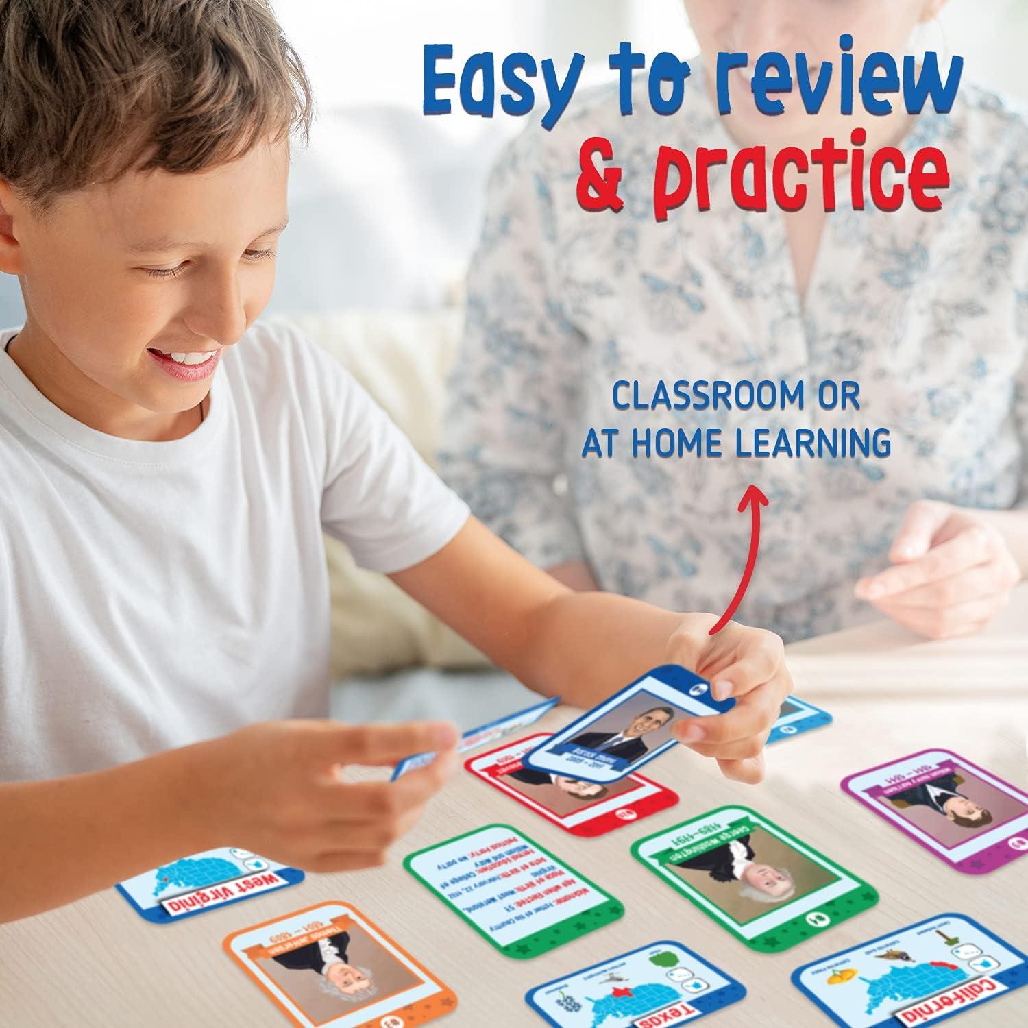 imageMerka US Presidents amp State Capitals Flash Cards 96Pack Multicolor 35 x 25 in Educational Flashcards for Kids Homeschool amp Learning Games