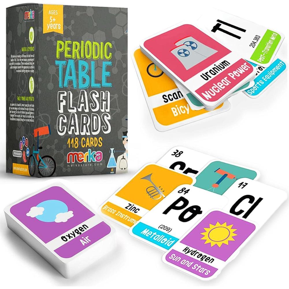 imagemerka Periodic Table Flashcards for Kids 118 Multicolor Cards Laminated amp WaterResistant Element amp Chemistry Study Cards for Ages 5 STEM Learning Tool118 Cards