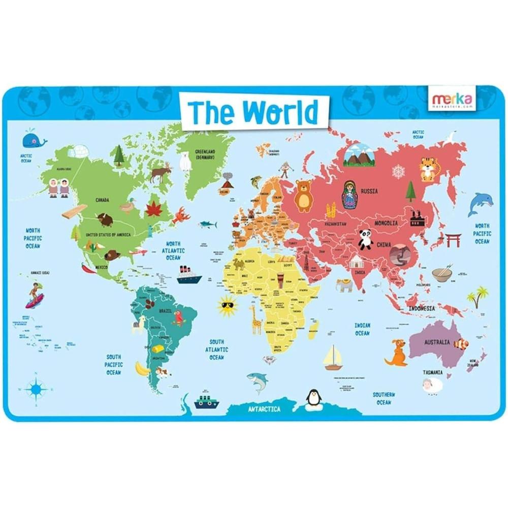 imagemerka United States Map Placemat 17 x 11 in Laminated Multicolor Reusable Kids Dining Mat with Secure Backing amp State Capitals Map17 X 11