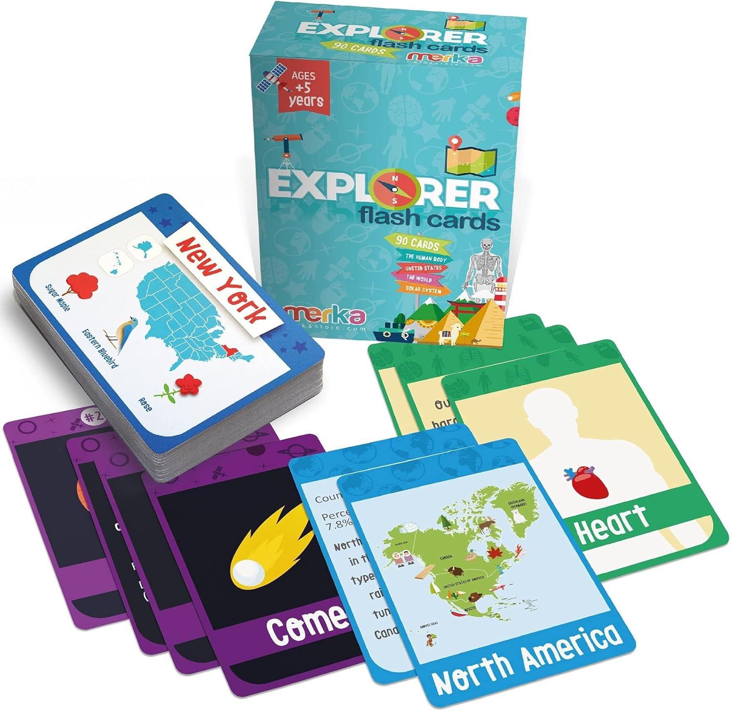 imagemerka Educational Flashcards Bundle Letters Numbers Shapes amp Colors Deck 58 Cards and Explorer Deck 90 Cards Learning ToysGames Ages Toddler Through Teen Homeschool or Classroom Use