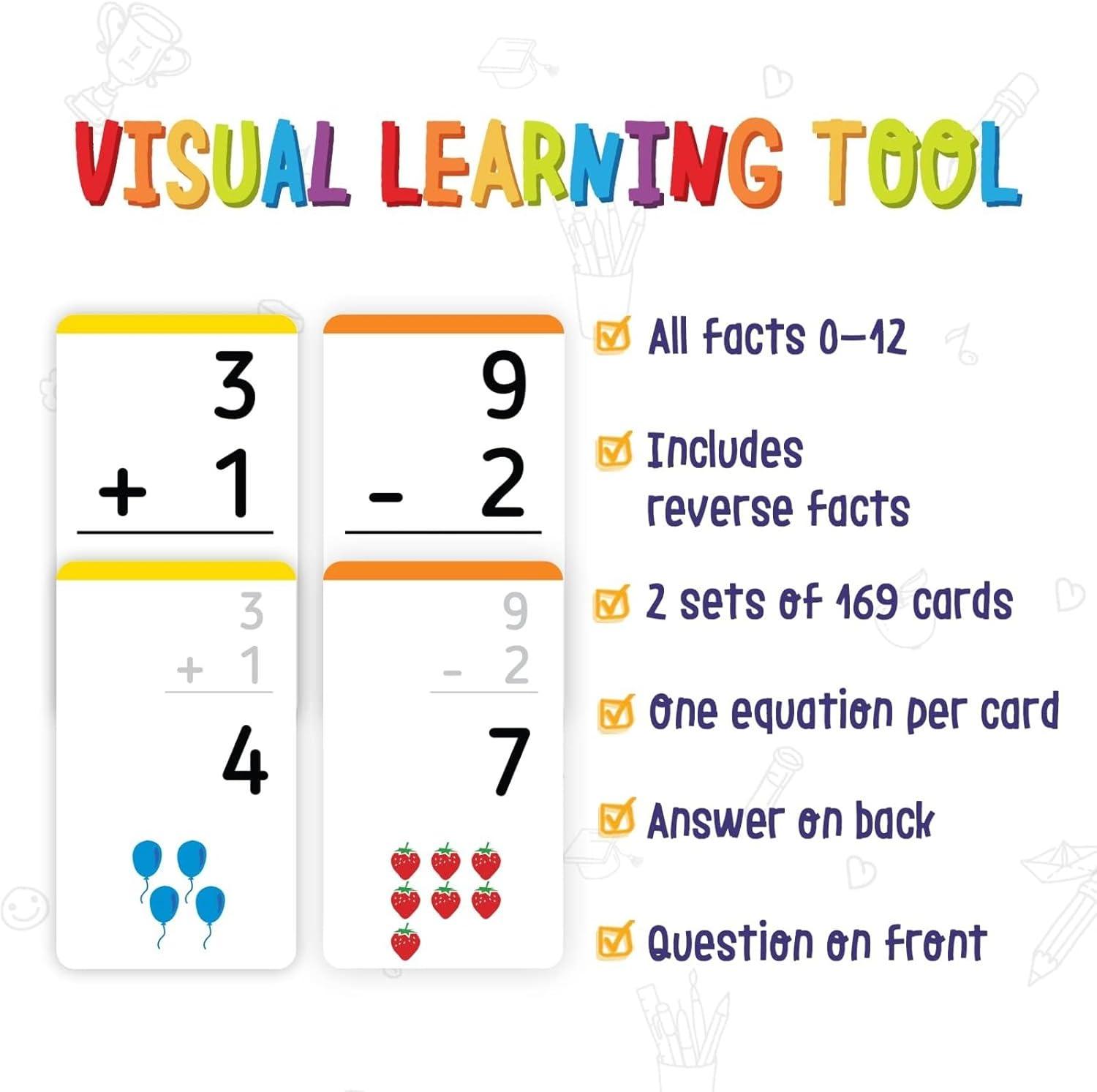 imagemerka Math Flash Cards 169 Flashcards in Total Addition Learning Mathematics Preschool Math Create Game for Kids Classroom and Homeschool Toys 1st to 4th Graders Ages 4142 Sets 169 Pcs Each