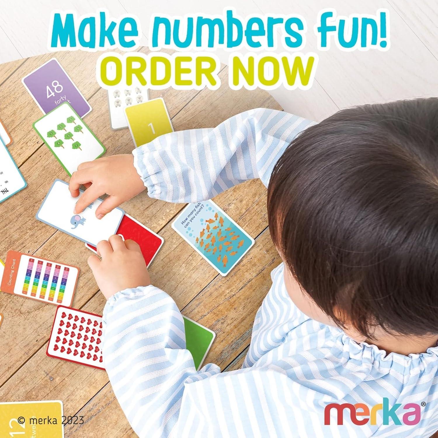 imagemerka Number Cards for Toddlers 55Piece Laminated Deck Multicolor Ages 24 Preschool Math Cards amp Kindergarten Digits Counting Flashcards amp Numerals