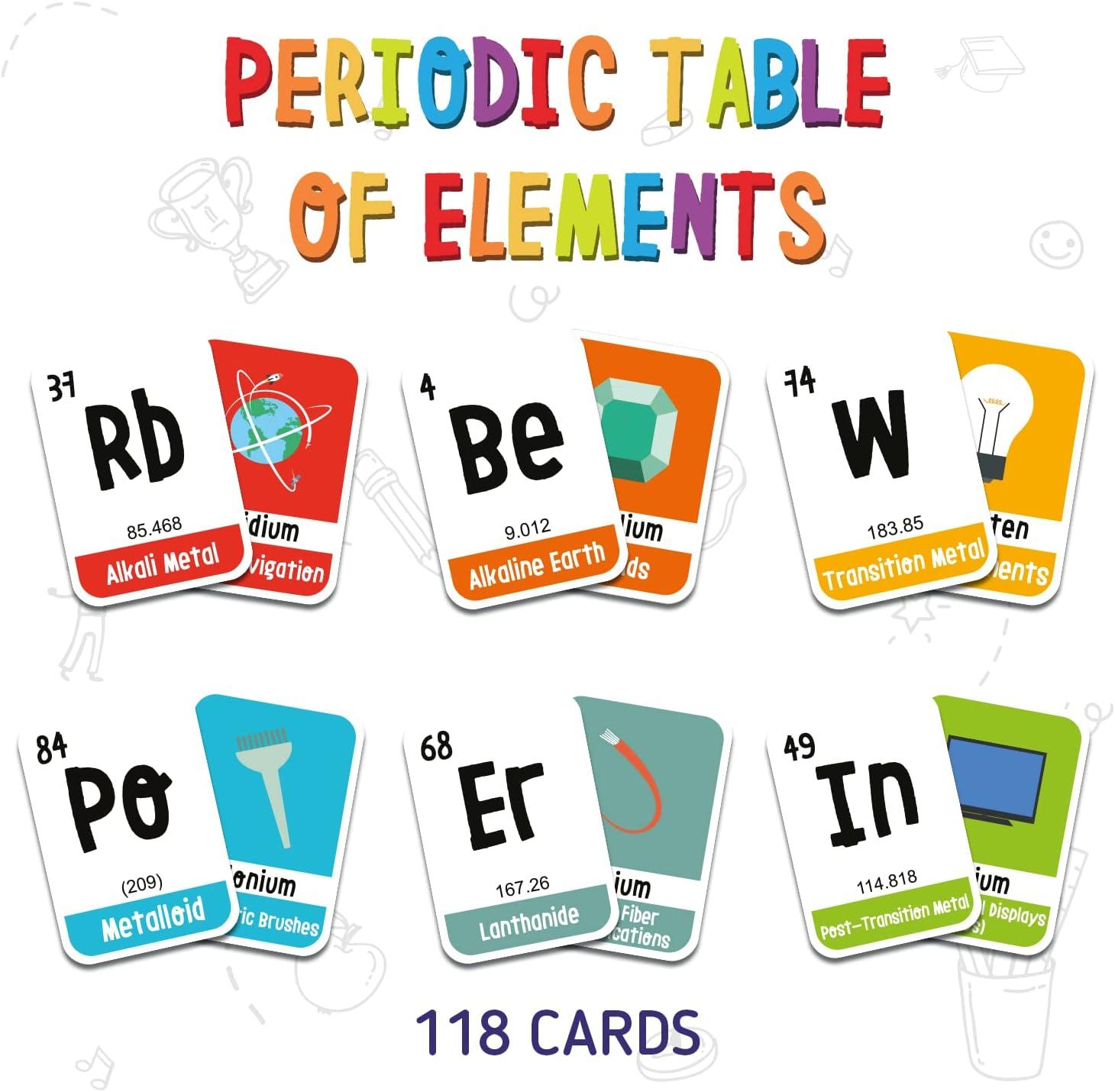 imagemerka Periodic Table Flashcards for Kids 118 Multicolor Cards Laminated amp WaterResistant Element amp Chemistry Study Cards for Ages 5 STEM Learning Tool118 Cards