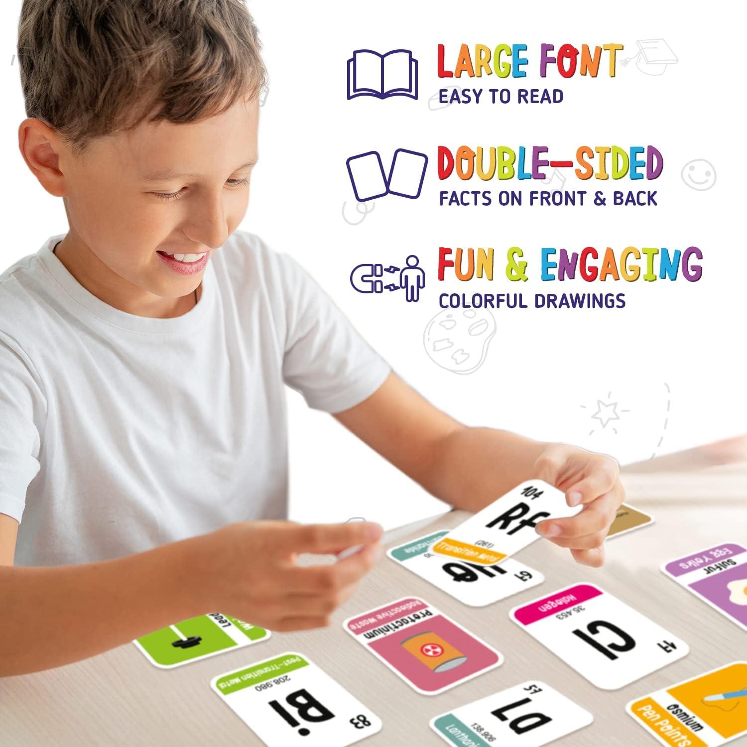 imagemerka Periodic Table Flashcards for Kids 118 Multicolor Cards Laminated amp WaterResistant Element amp Chemistry Study Cards for Ages 5 STEM Learning Tool118 Cards