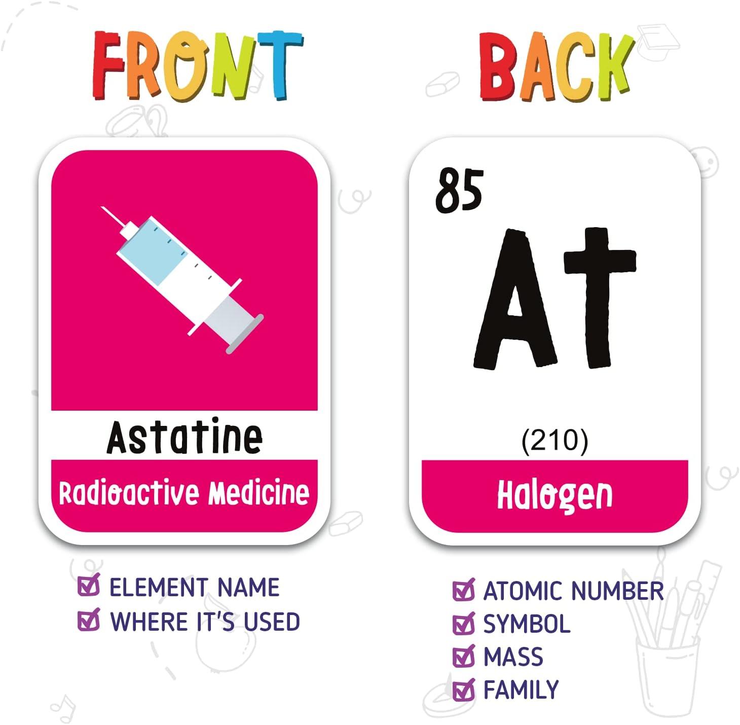 imagemerka Periodic Table Flashcards for Kids 118 Multicolor Cards Laminated amp WaterResistant Element amp Chemistry Study Cards for Ages 5 STEM Learning Tool118 Cards