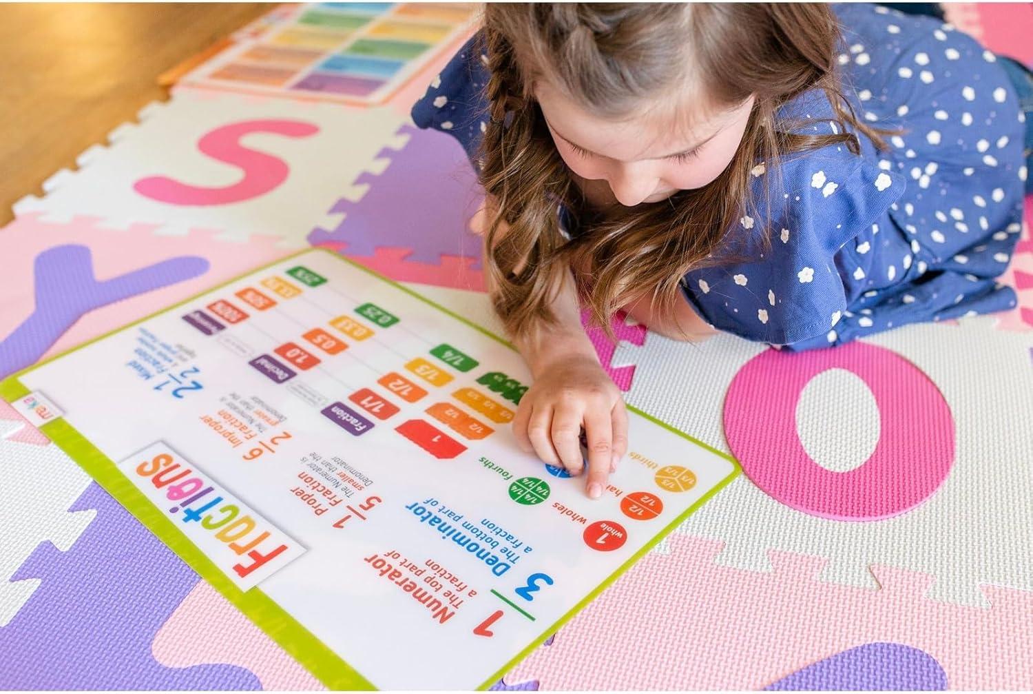 imagemerka Silicone Learning Placemats for Toddlers 4Pack 17 x 11 in Multicolor Reusable amp Washable Mealtime Mats with SpillResistant Backing Letters Numbers Shapes amp ColorsMath