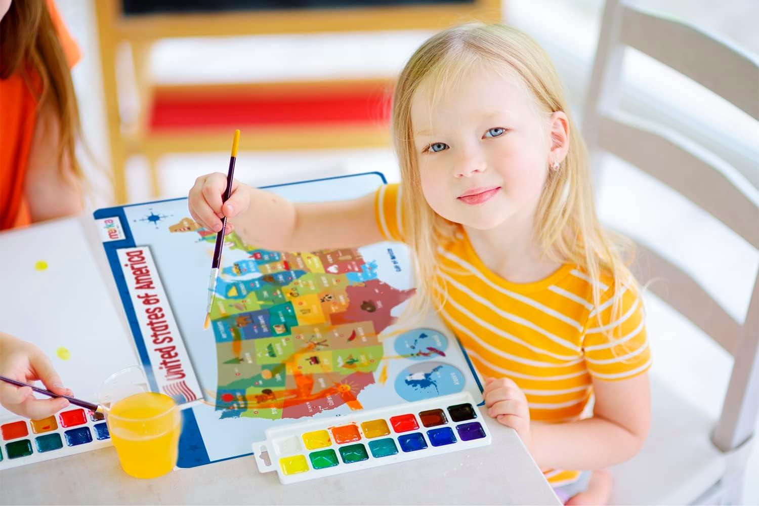 imagemerka Silicone Learning Placemats for Toddlers 4Pack 17 x 11 in Multicolor Reusable amp Washable Mealtime Mats with SpillResistant Backing Letters Numbers Shapes amp ColorsExplore