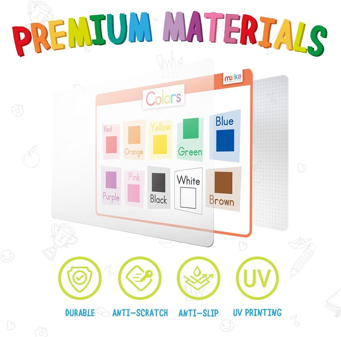 imagemerka Silicone Learning Placemats for Toddlers 4Pack 17 x 11 in Multicolor Reusable amp Washable Mealtime Mats with SpillResistant Backing Letters Numbers Shapes amp ColorsLetters Numbers Shapes Colors