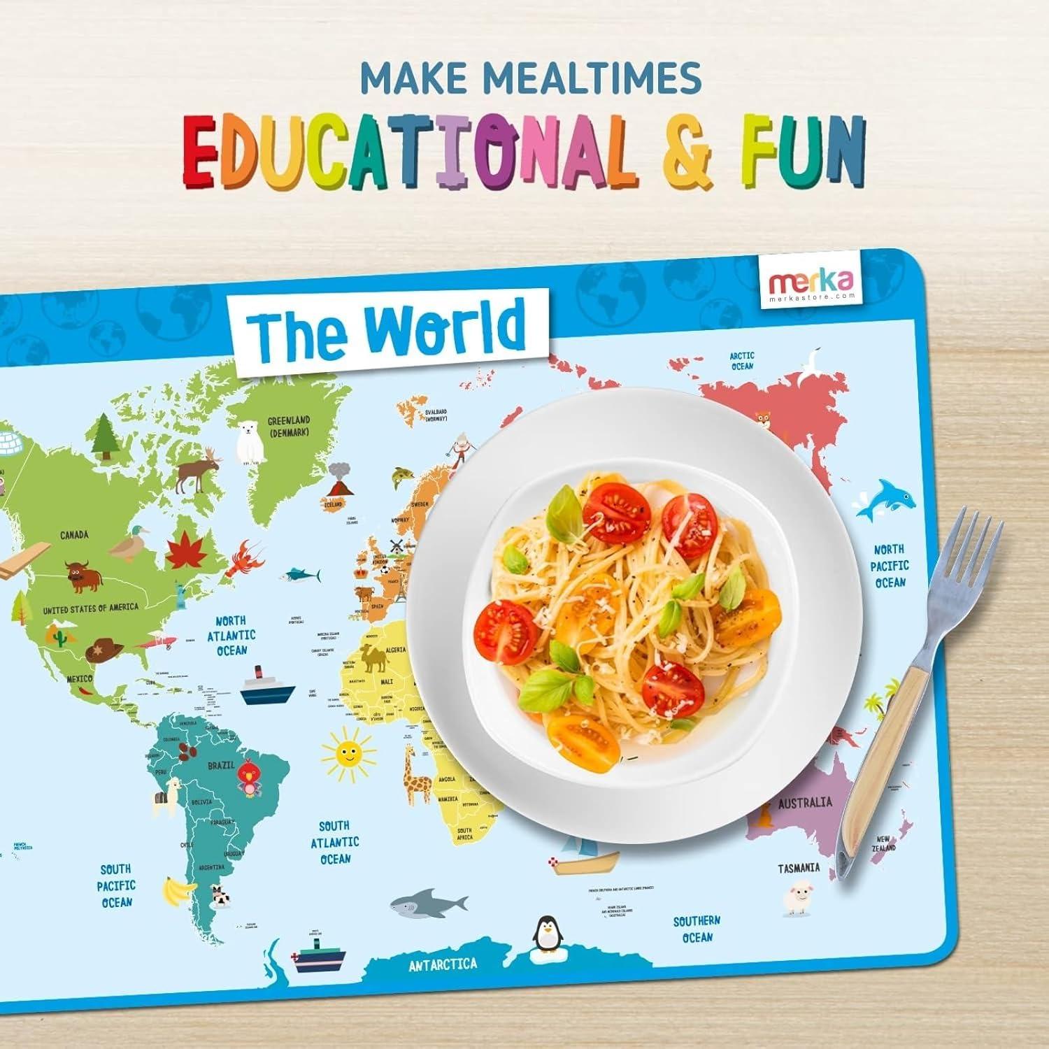 imagemerka United States Map Placemat 17 x 11 in Laminated Multicolor Reusable Kids Dining Mat with Secure Backing amp State Capitals Map17 X 11