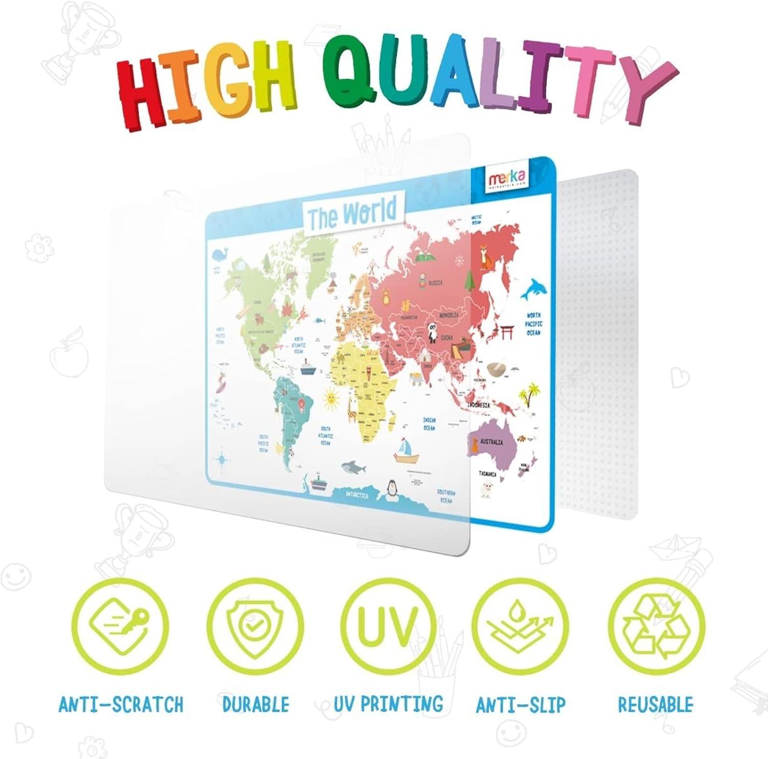 imagemerka United States Map Placemat 17 x 11 in Laminated Multicolor Reusable Kids Dining Mat with Secure Backing amp State Capitals Map17 X 11
