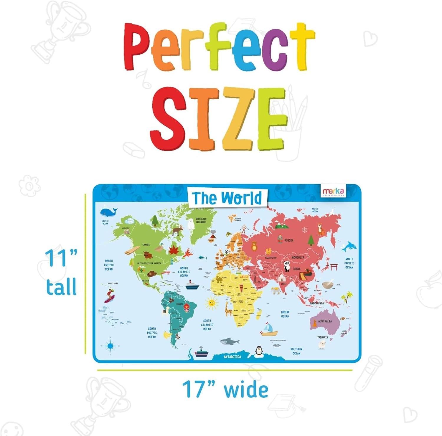 imagemerka United States Map Placemat 17 x 11 in Laminated Multicolor Reusable Kids Dining Mat with Secure Backing amp State Capitals Map17 X 11