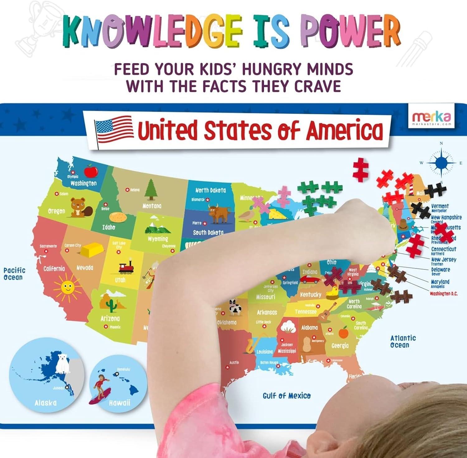 imagemerka United States Map Placemat 17 x 11 in Laminated Multicolor Reusable Kids Dining Mat with Secure Backing amp State Capitals Map17 inches x 11 inches