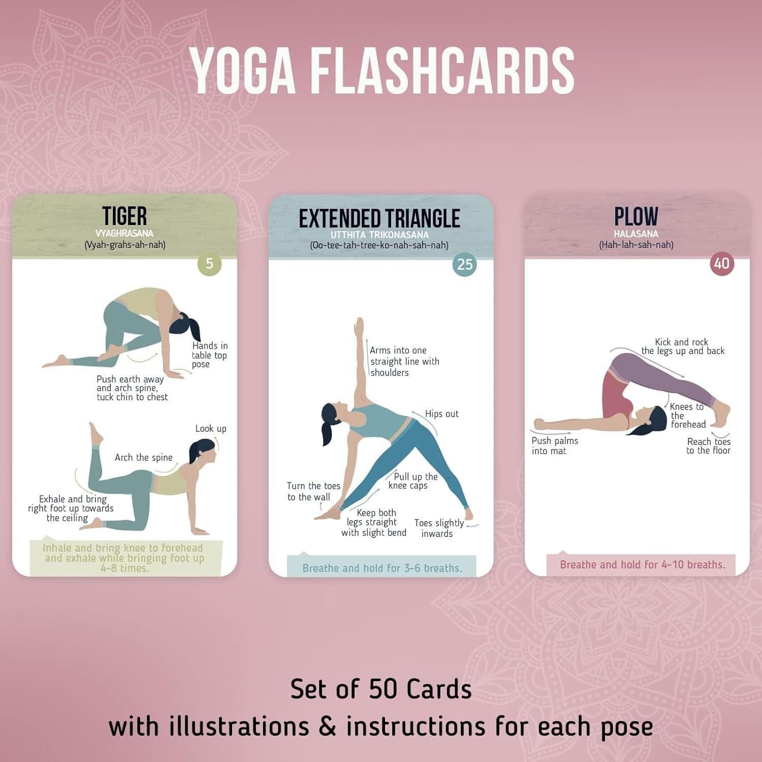 imagemerka Yoga Cards Flashcard Deck 50 Plastic Cards One Size 45 Asanas amp Sanskrit Names Yoga Gifts for Women