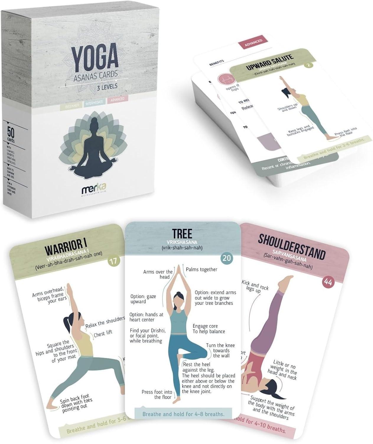 imagemerka Yoga Cards Flashcard Deck 50 Plastic Cards One Size 45 Asanas amp Sanskrit Names Yoga Gifts for Women
