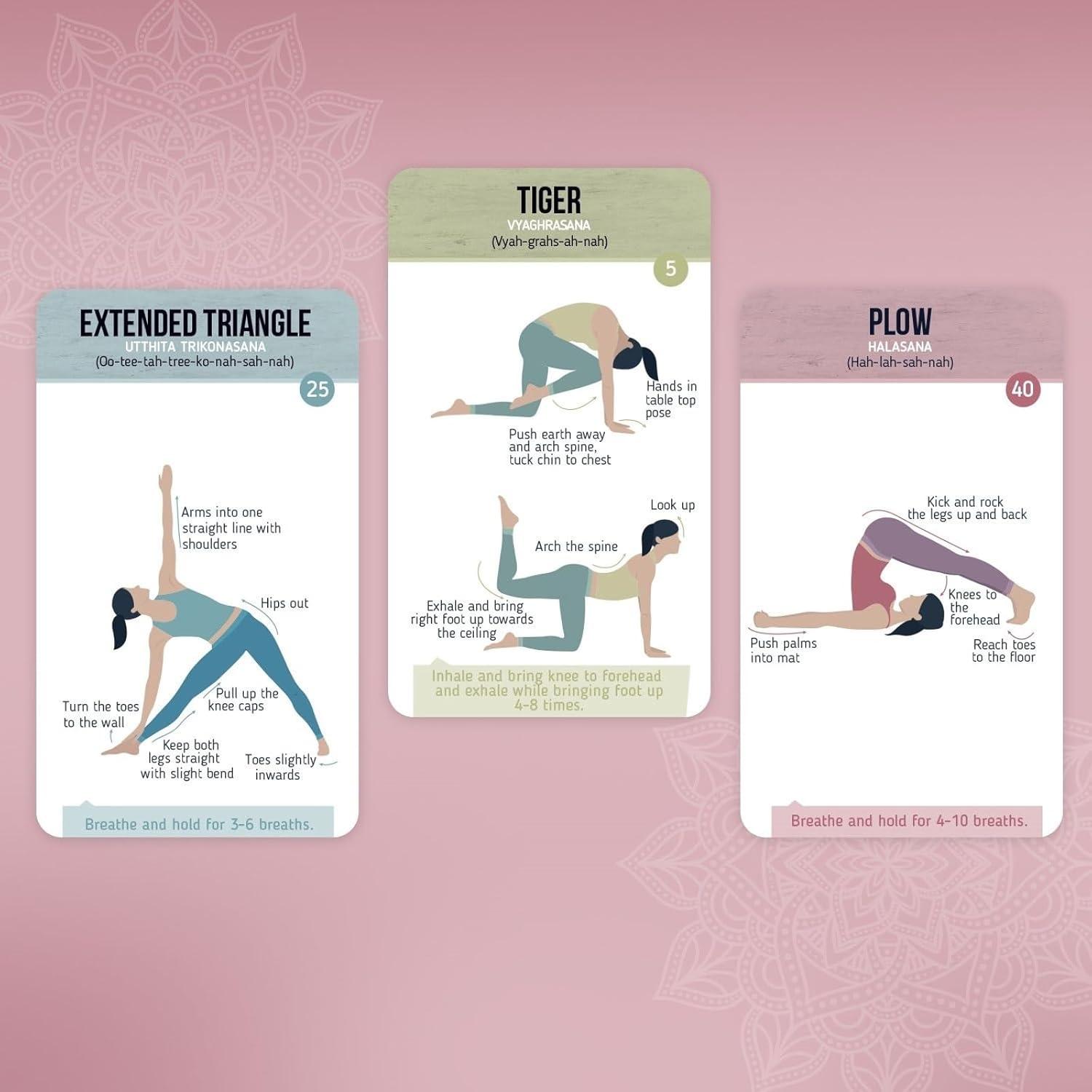 imagemerka Yoga Cards Flashcard Deck 50 Plastic Cards One Size 45 Asanas amp Sanskrit Names Yoga Gifts for Women