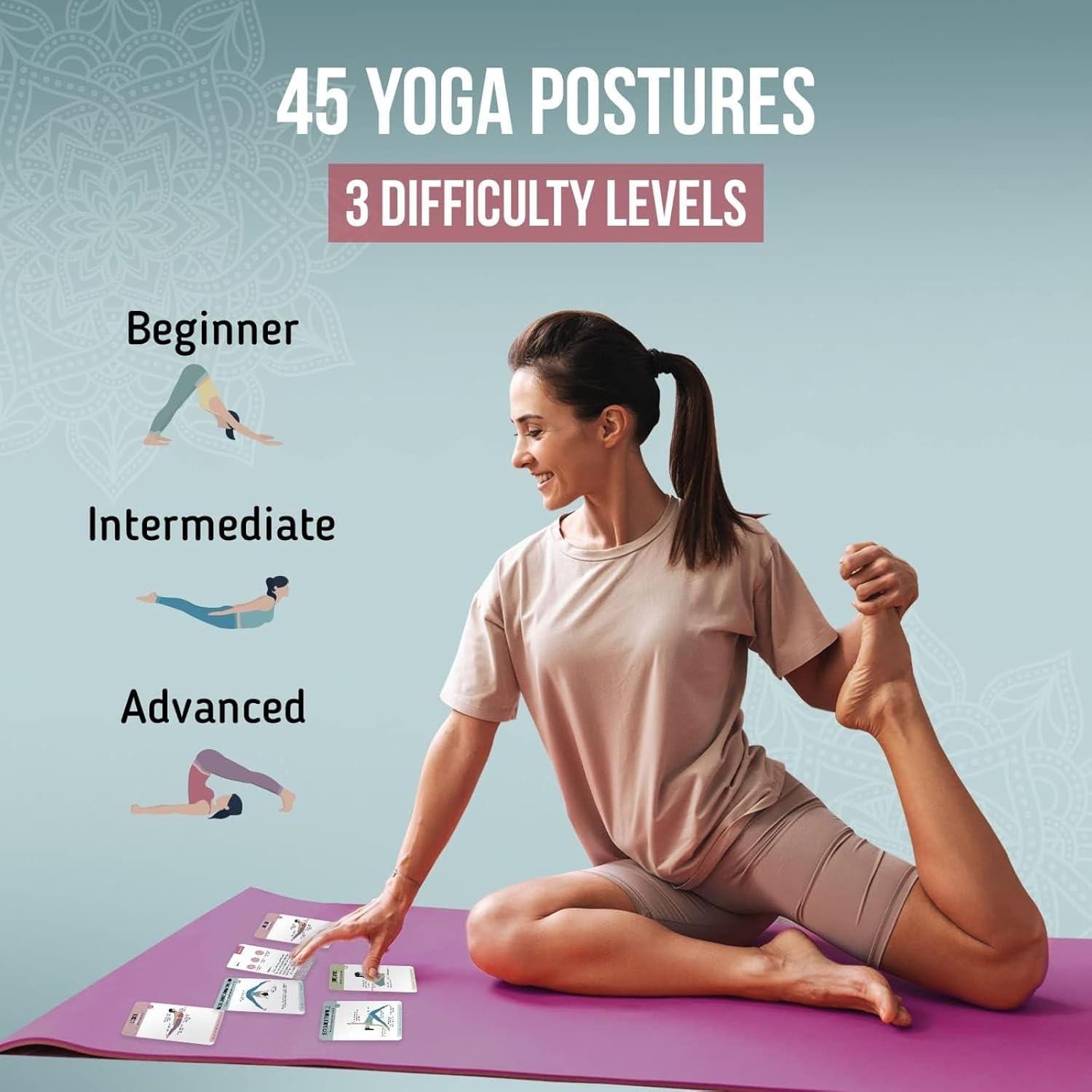 imagemerka Yoga Cards Flashcard Deck 50 Plastic Cards One Size 45 Asanas amp Sanskrit Names Yoga Gifts for Women