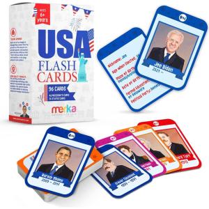 Merka US Presidents & State Capitals Flash Cards – 96-Pack, Multicolor, 3.5 x 2.5 in – Educational Flashcards for Kids, Homeschool & Learning Games