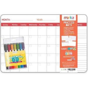 merka Drawing Set 5 Mats Monthly Planner Calligraphy Music Drawing with 7 Markers