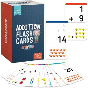 merka Math Flash Cards, 169 Flashcards in Total, Addition Learning Mathematics, Preschool Math, Create Game for Kids, Classroom and Homeschool Toys, 1st to 4th Graders, Ages 4-14(1 Set (169 Pcs))