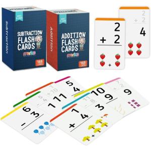 merka Math Flash Cards, 169 Flashcards in Total, Addition Learning Mathematics, Preschool Math, Create Game for Kids, Classroom and Homeschool Toys, 1st to 4th Graders, Ages 4-14(2 Sets (169 Pcs Each))