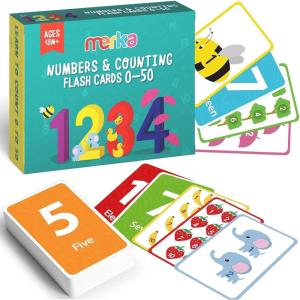 merka Number Cards for Toddlers – 55-Piece Laminated Deck, Multicolor, Ages 2-4 – Preschool Math Cards & Kindergarten Digits – Counting Flashcards & Numerals