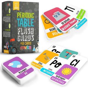 merka Periodic Table Flashcards for Kids – 118 Multicolor Cards, Laminated & Water-Resistant – Element & Chemistry Study Cards for Ages 5+ – STEM Learning Tool(118 Cards)