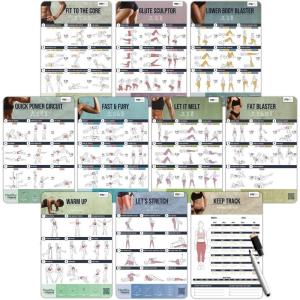 merka Workout Charts for Women – 11.8 x 17.7 in Multicolor Waterproof Laminated – Exercise Posters for Home Workouts – Pilates Wall Guide & Exercise Tracker(Daily Workouts)