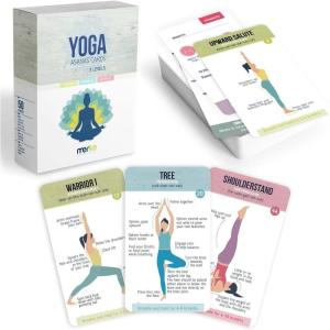 merka Yoga Cards Flashcard Deck – 50 Plastic Cards, One Size – 45 Asanas & Sanskrit Names – Yoga Gifts for Women